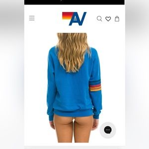 Aviator Nation crew neck 5 stripe size small women's sweatshirt - Ocean